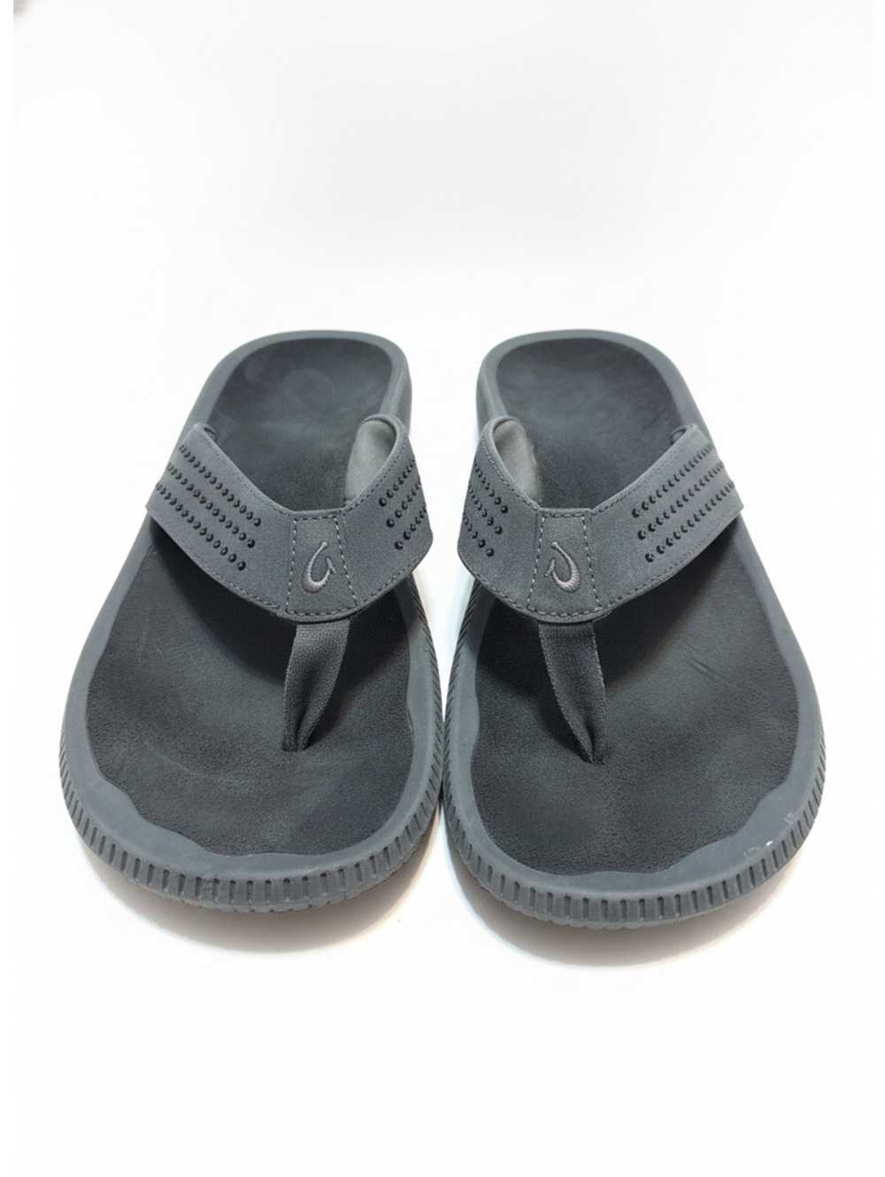 OluKai Ulele Sandals Dark Gray Thong Flip Flop Cushioned Men's Size 11 EU 44